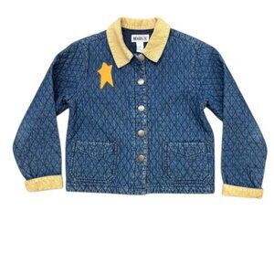 Vtg. Women’s HAIK’S Jacket, Blue Denim Quilted Folk Art Snowman.  SZ Small